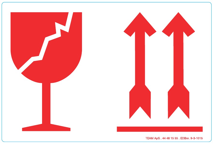 Pil + glas symbol, rød